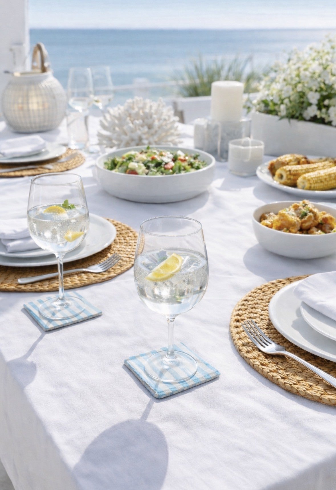 Coastal Blue & White Coasters